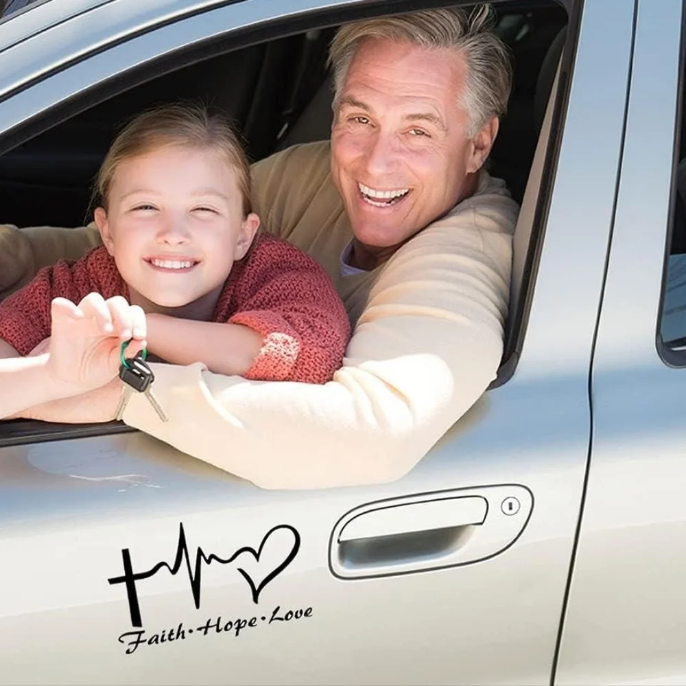 Faith Cross Hope Heartbeat Love Heart Vinyl Graphic Auto Laptop‎ Decal Sticker